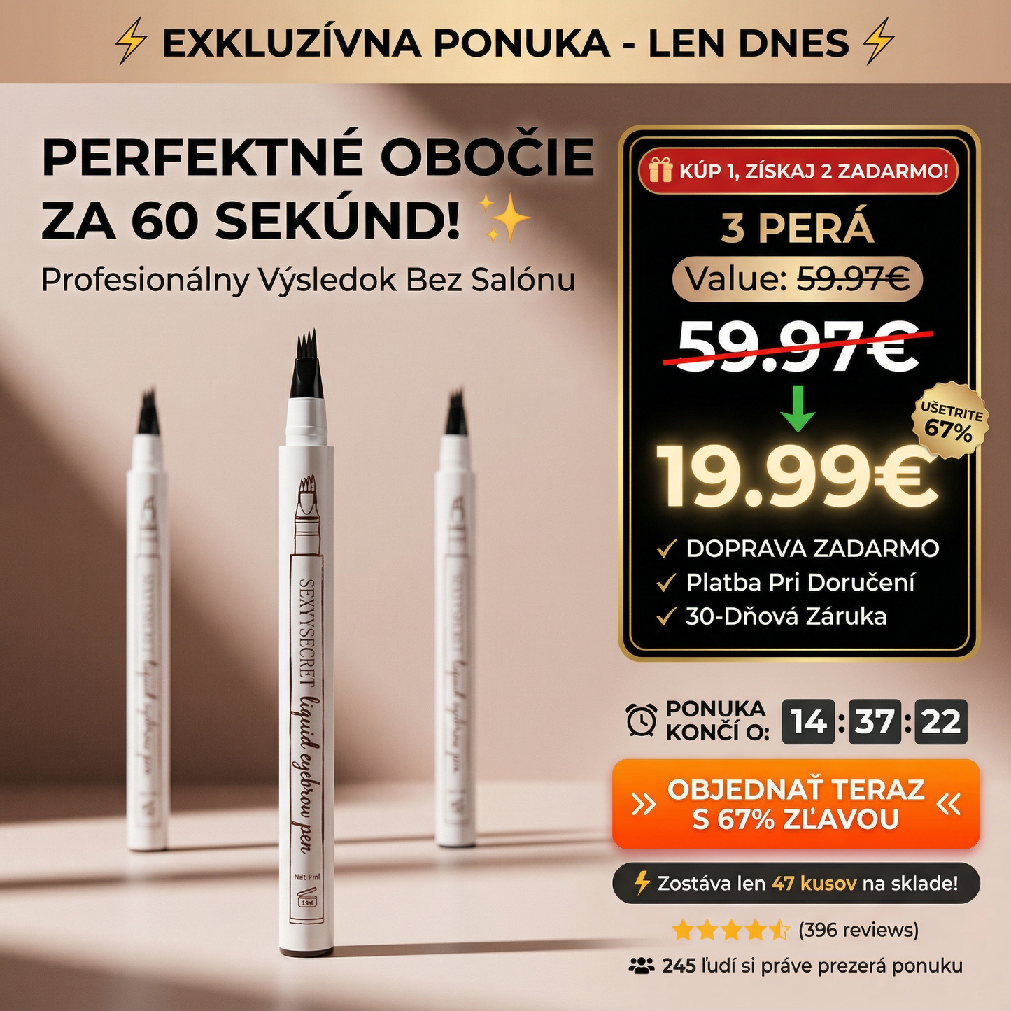 "Perfektné Obočie za 60 Sekúnd — Kúp 1, Získaj 2 ZADARMO! ✨"