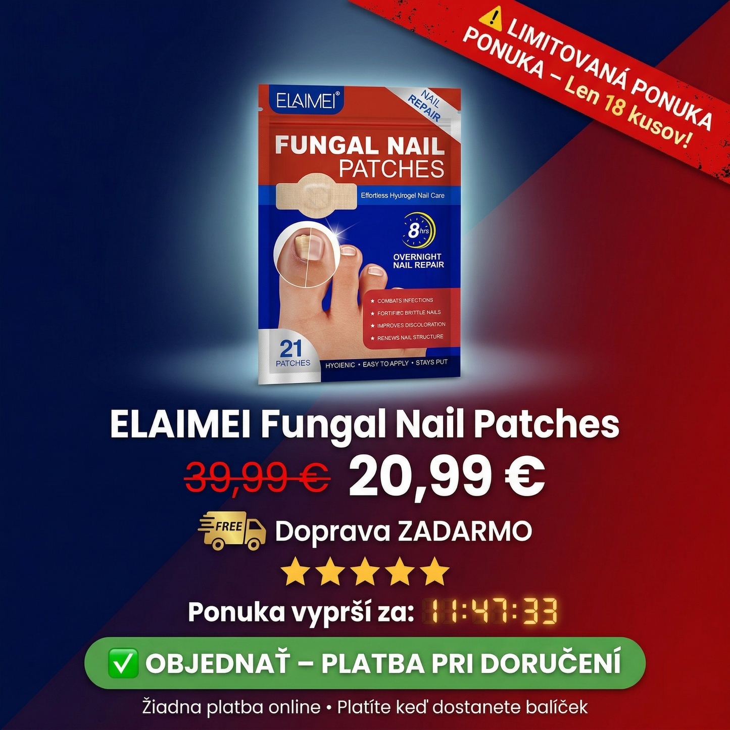 21 náplastí. 8 hodín. Výsledky garantované. 🚚 Doprava ZADARMO